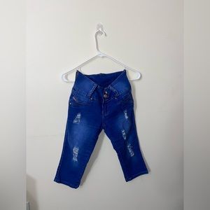 Diva Bright blue Jean capris with 4 distressed areas